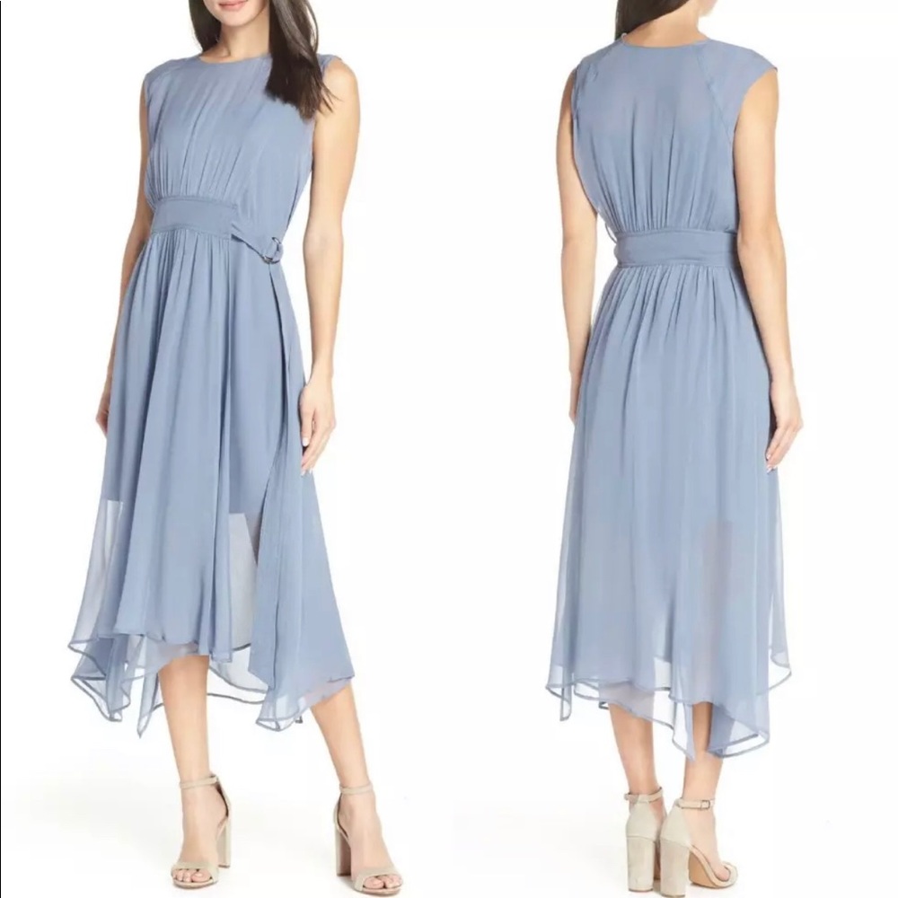 CAARA Blue Clara Side Buckle Wrap Dress Large NWT